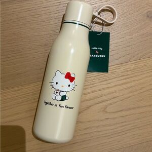 Starbucks Cream Bottle with Red Bow Accent
